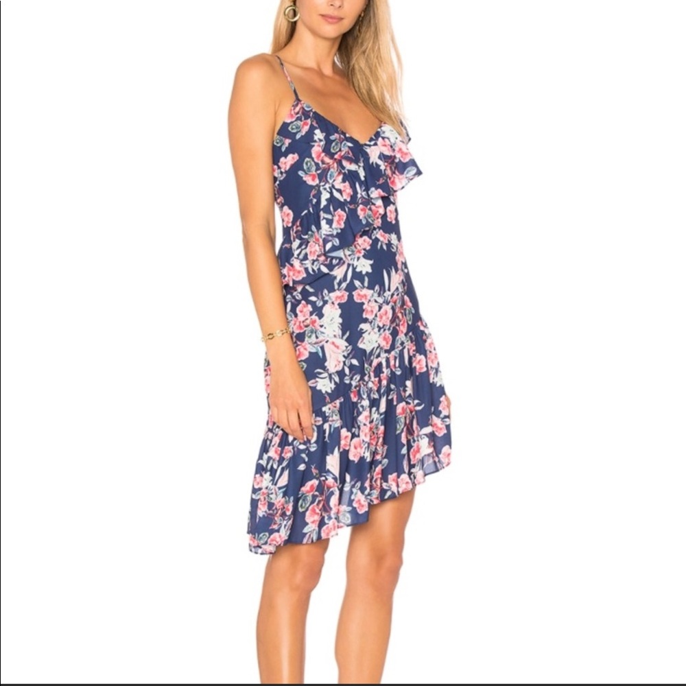 Devlin Makenna Asymmetrical Floral Ruffle Dress
